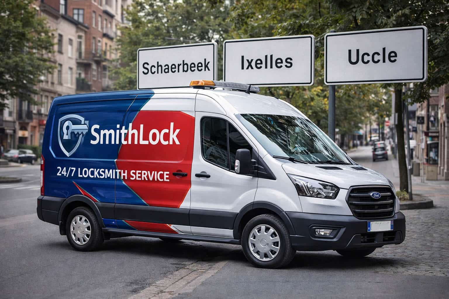 Carte zones d'intervention serrurier SmithLock Bruxelles 19 communes