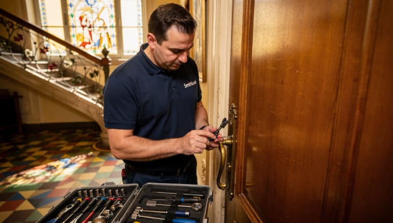 Serrurier SmithLock intervenant sur porte claquée à Saint-Gilles – ouverture sans dégât rapide 30 minutes